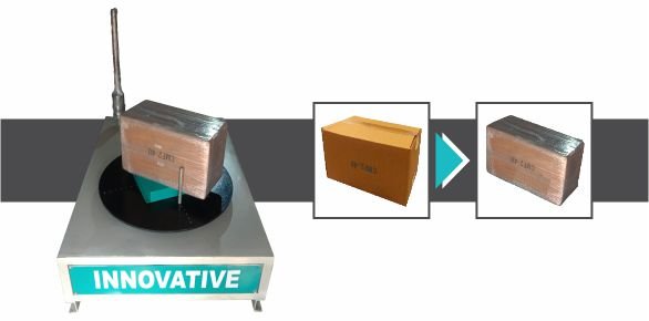 Box wrapping machine for safe storage and transport packaging of cartons