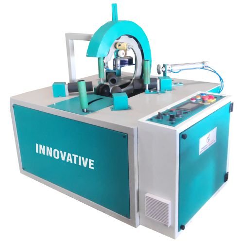 Cable wrapping machine wrapping industrial cables on spools and pallets