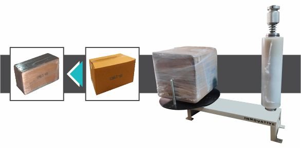 Simple Box Stretch Wrapping Machine by Innovative WrapTech Pvt. Ltd. for secure and efficient box packaging.
