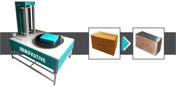 Pallet Wrapping Machine for Solar Panel Box by Innovative WrapTech Pvt. Ltd. for secure pallet packaging.