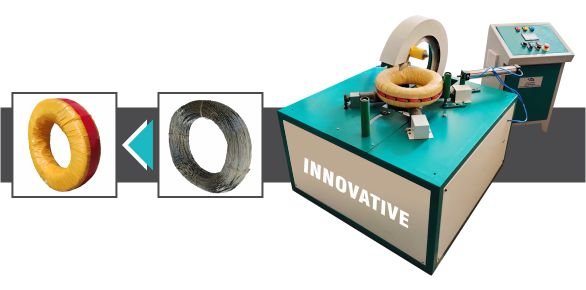 Binding Wire Packing Machine for secure stretch film wrapping and packaging of binding wire coils