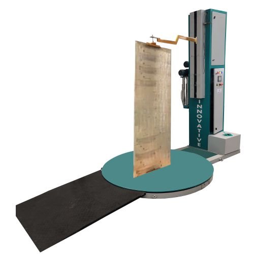 Door packing pallet wrapping machine securing wooden doors