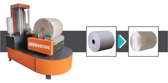 Laminated Roll Stretch Packing Machine by Innovative WrapTech Pvt. Ltd. for secure and efficient laminated roll packaging.