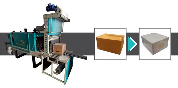 Semi Automatic Carton Shrink Wrapping Machine for heat shrink packaging of cartons, boxes, and industrial products