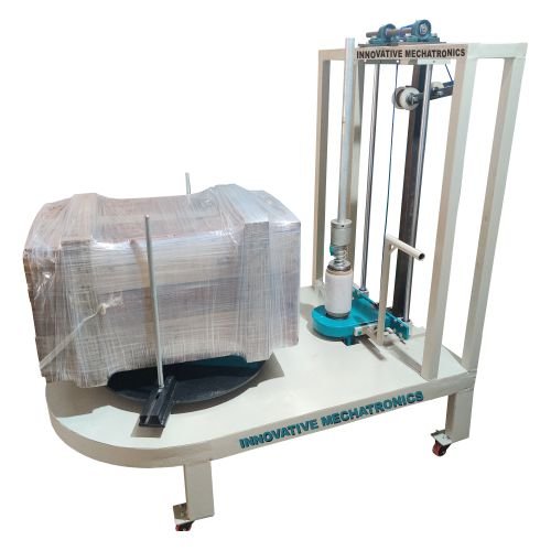 Simple box stretch wrapping machine with up down film carriage system