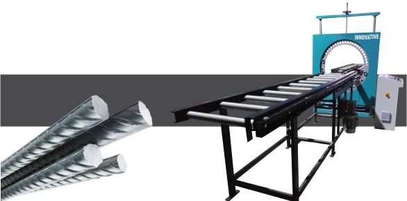 TMT Bar Stretch Wrapping Machine by Innovative WrapTech Pvt. Ltd. for secure and efficient TMT bar packaging.