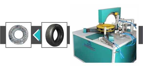 Tire Packing Machine in India for secure stretch film wrapping and packaging of automobile and industrial tires