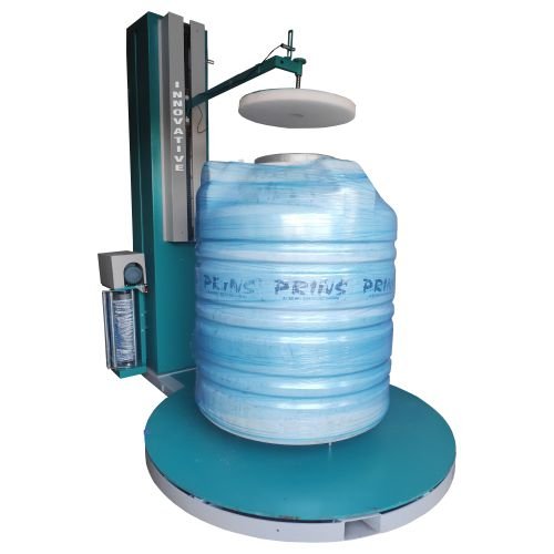 Top pressure pallet wrapper machine securing unstable pallet loads during stretch wrapping