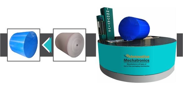 BOPP Roll Packing Machine by Innovative WrapTech Pvt. Ltd. for secure and efficient BOPP film roll packaging.