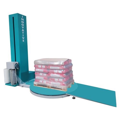 HDPE bag pallet packing machine securing stacked bags for storage and transport