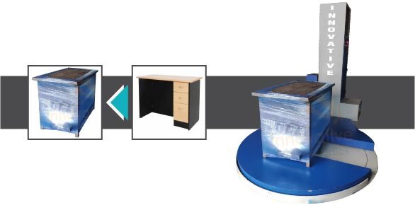 M Type Turn Table Wrapping Machine by Innovative WrapTech Pvt. Ltd. for secure and efficient pallet wrapping.