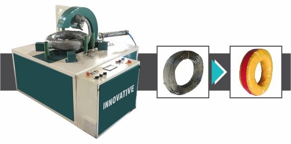 Horizontal Coil Wrapping Machine for secure stretch film wrapping of steel, wire, copper, aluminum, and metal coils