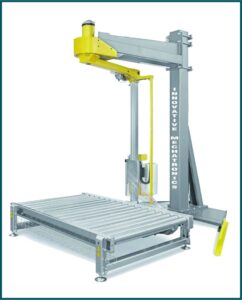 Pallet wrapping machine for secure and stable palletized load packaging